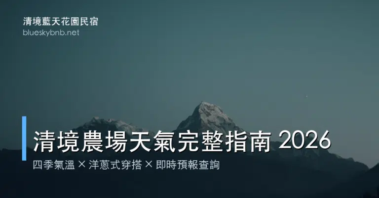 清境農場天氣完整指南 2026｜四季氣溫穿搭建議＋即時預報查詢